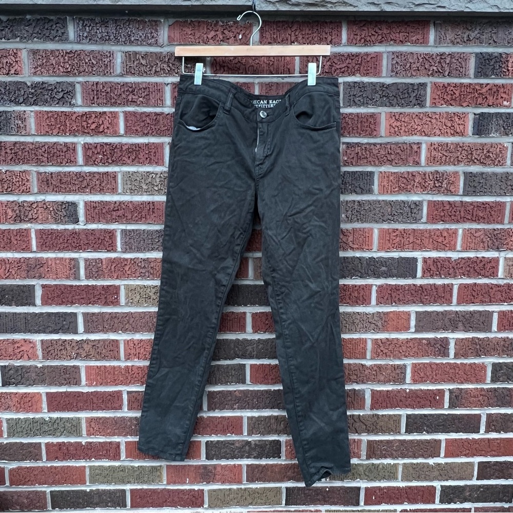 American Eagle Dark Olive Green Mid Rise Skinny Fit Soft Denim Jeans